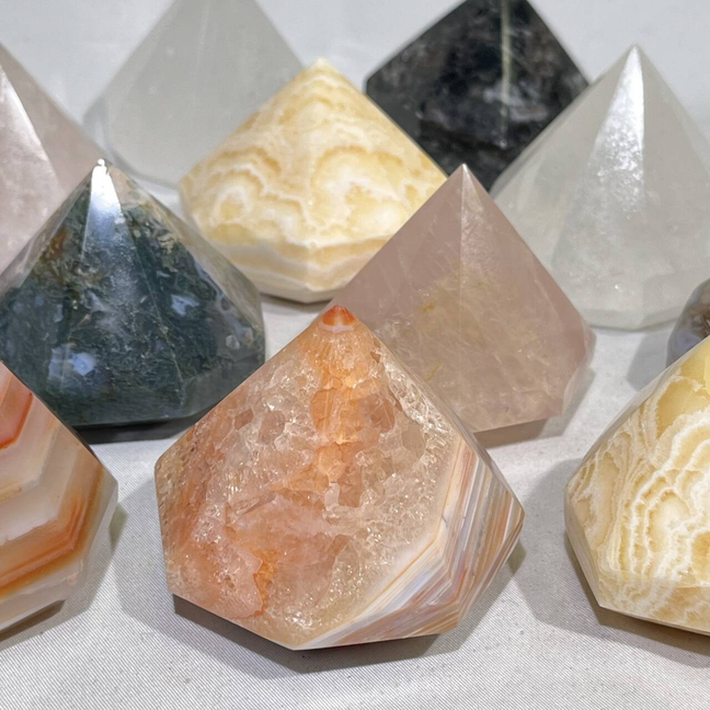 6 Types Diamond Moss Agate,Clear Quartz,Carnelian,Orange Calcite,Garnet,Rose Quartz