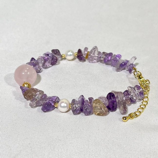 Amethyst,Charoite Freefrom Bracelet