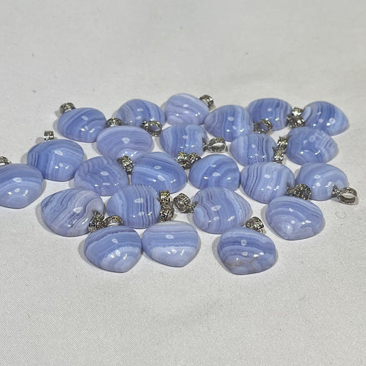 0.8' Blue Lace Agate Heart Pendant