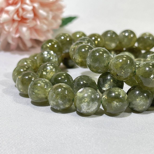 11-12mm High Quality Czech Green Mica Bracelet