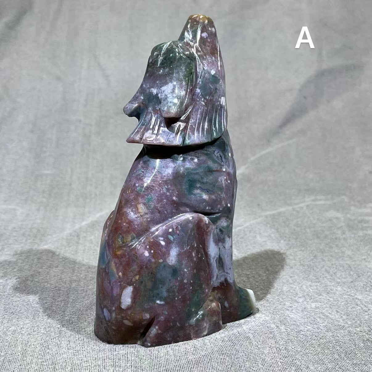 Ocean Jasper Wolf Carving