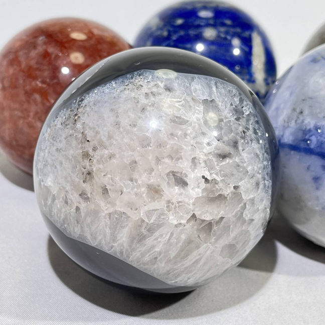 1.5-2.8' Lapis Lazuli,Agate,Qinghua Porcelain,Green Rutile,Fire Quartz Sphere