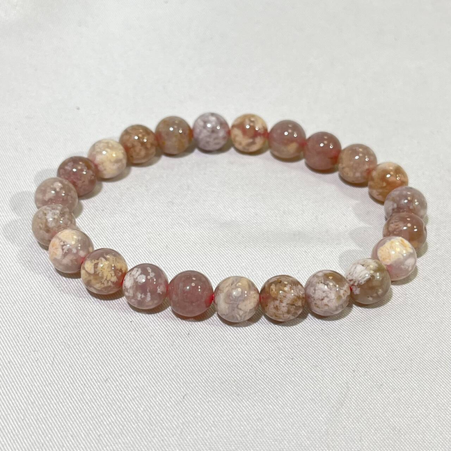 7-8mm Citrine, Yellow Jade,Pink Jade,Sakura Agate Bracelet