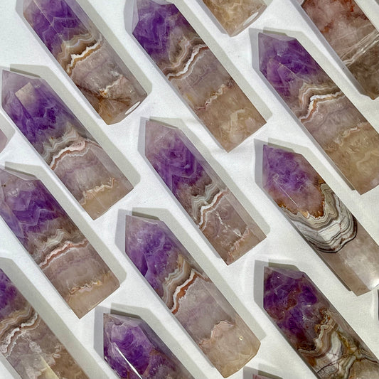 Amethyst with Lace Agate Tower Wholesale Point