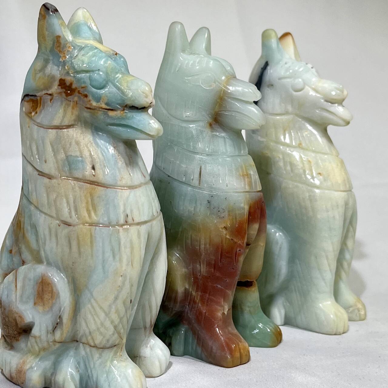 5' Sky  Blue Dog Carving Amazonite Dog Wholesale Crystal