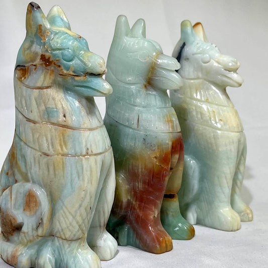 5' Sky  Blue Dog Carving Amazonite Dog Wholesale Crystal