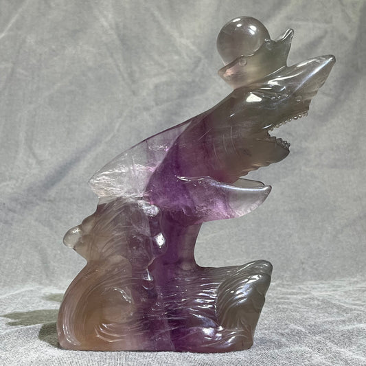 Fluorite Shark Carving