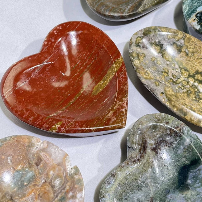 Ocean Jasper Differnet Style Heart and Oval Bowl