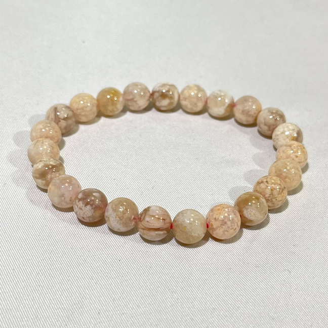 7-8mm Citrine, Yellow Jade,Pink Jade,Sakura Agate Bracelet