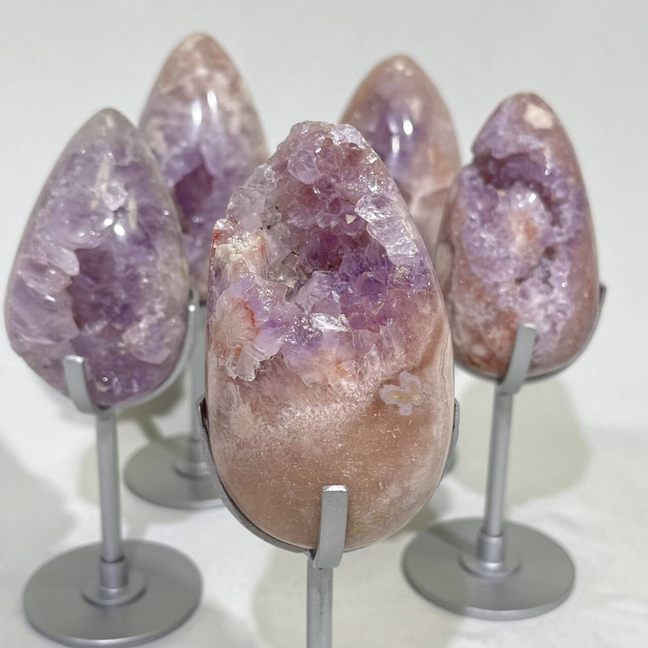 5.4-5.9' Pink Amethyst Egg with Stand