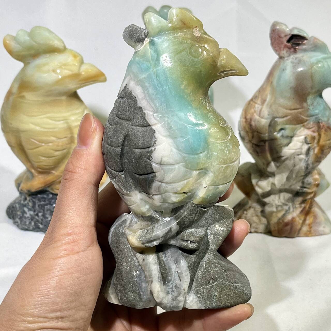 5' Sky Blue Amazonite Parrot Carving Wholesale Crystal