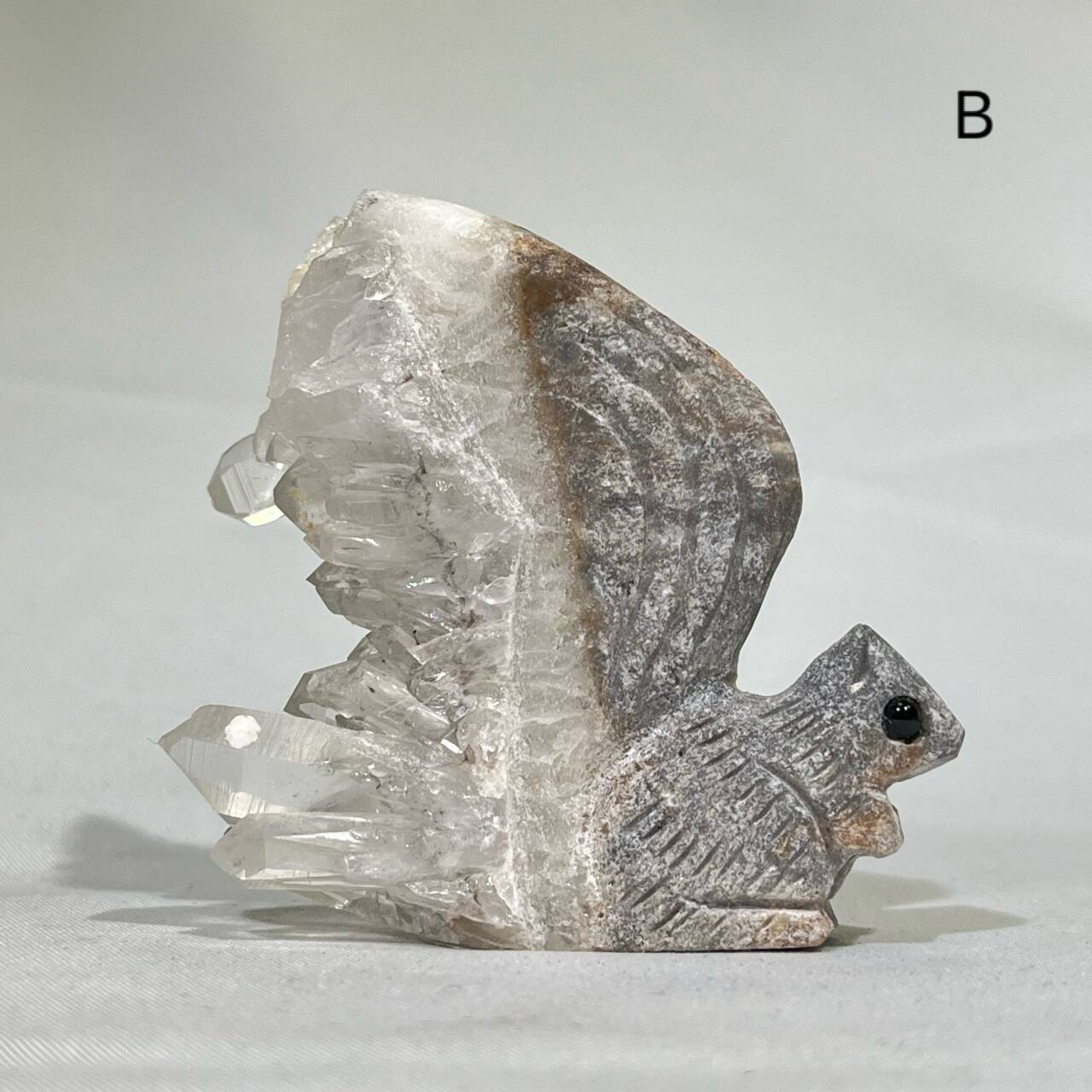 2’ Quartz Cluster Squirrel Carving