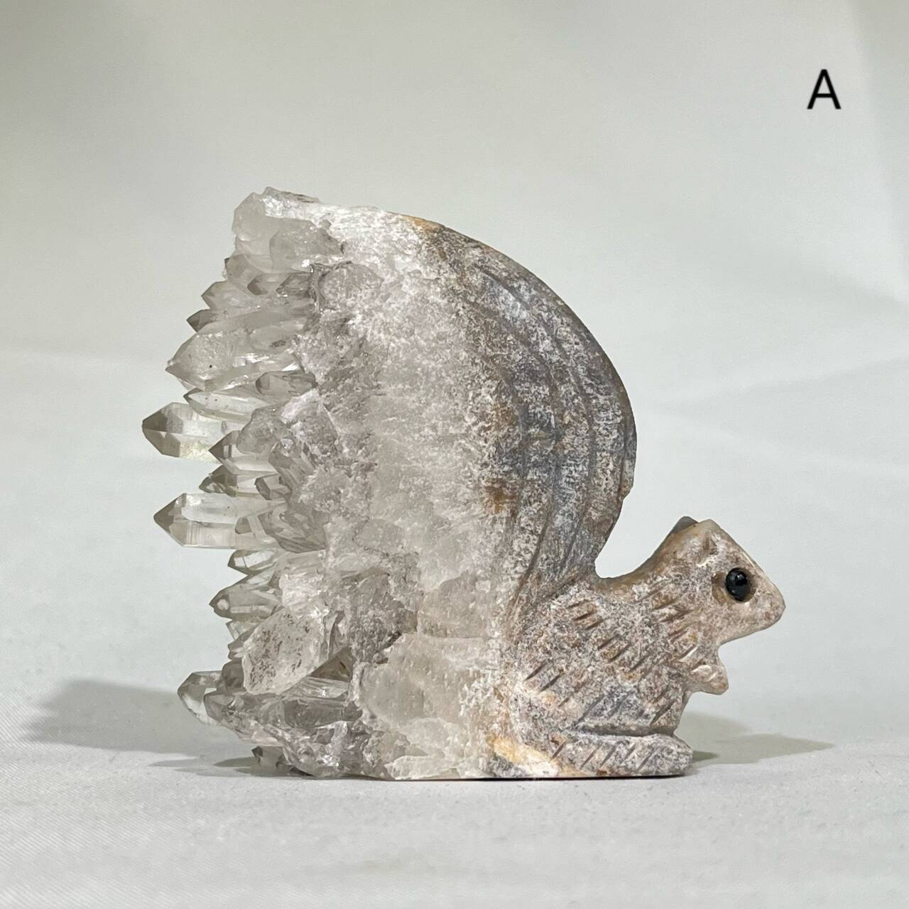 2’ Quartz Cluster Squirrel Carving