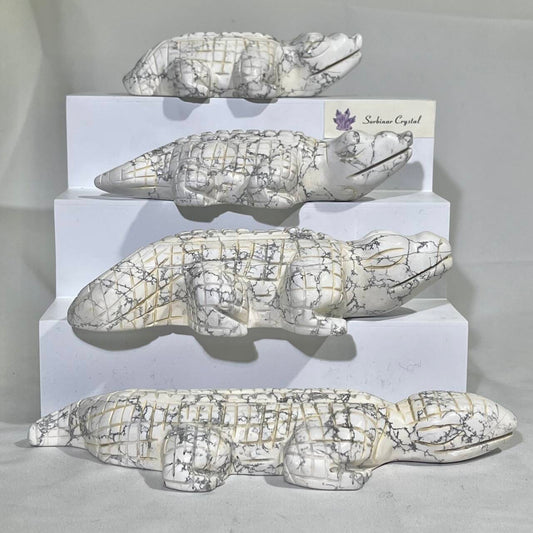 5-8' Howlite Crocodile Carving
