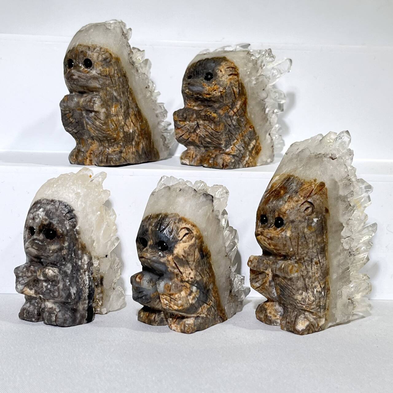 1-2' Quartz Cluster Hedgehog Carving