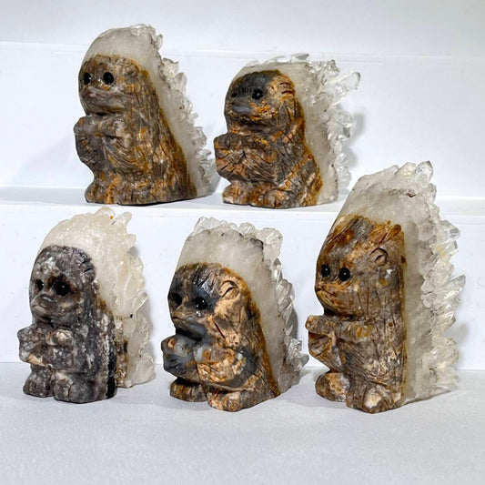 1-2' Quartz Cluster Hedgehog Carving