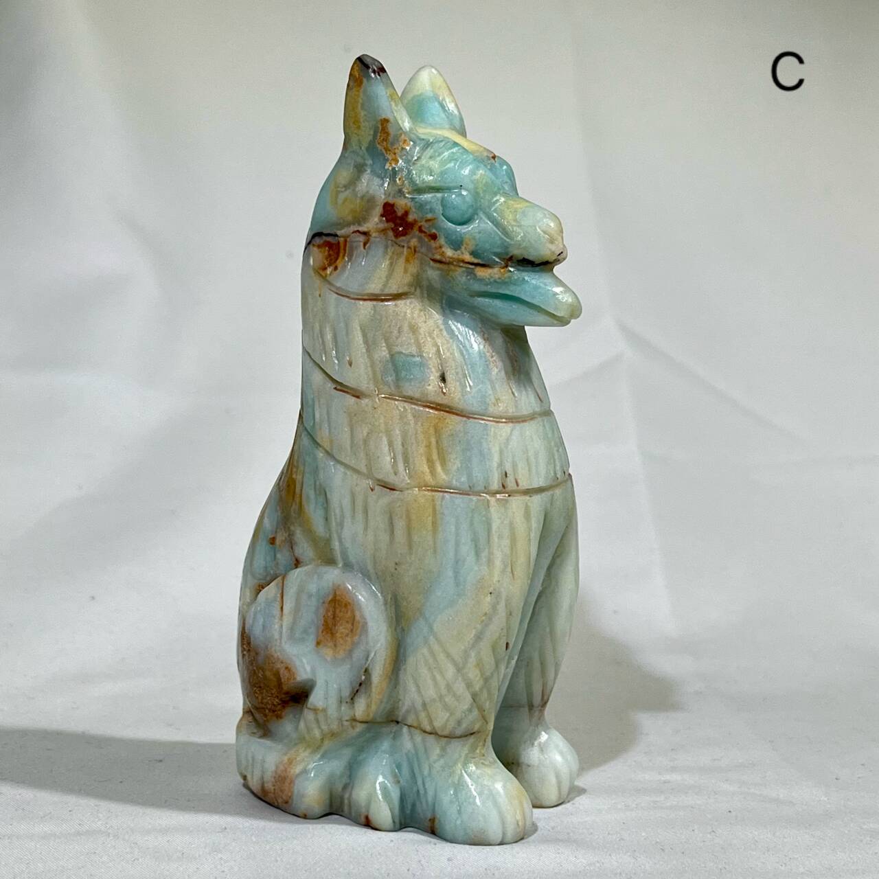 5' Sky  Blue Dog Carving Amazonite Dog Wholesale Crystal