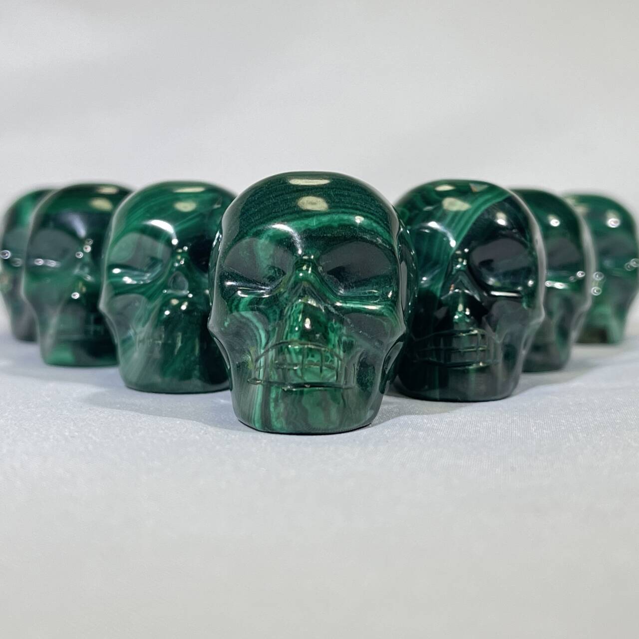 35mm Mini Malachite Skull Carving