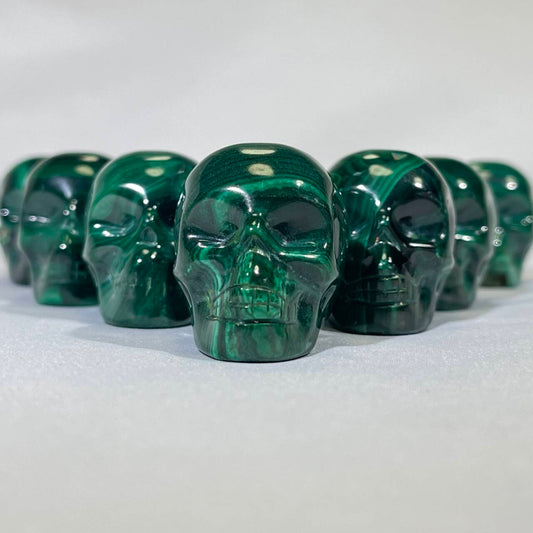 35mm Mini Malachite Skull Carving