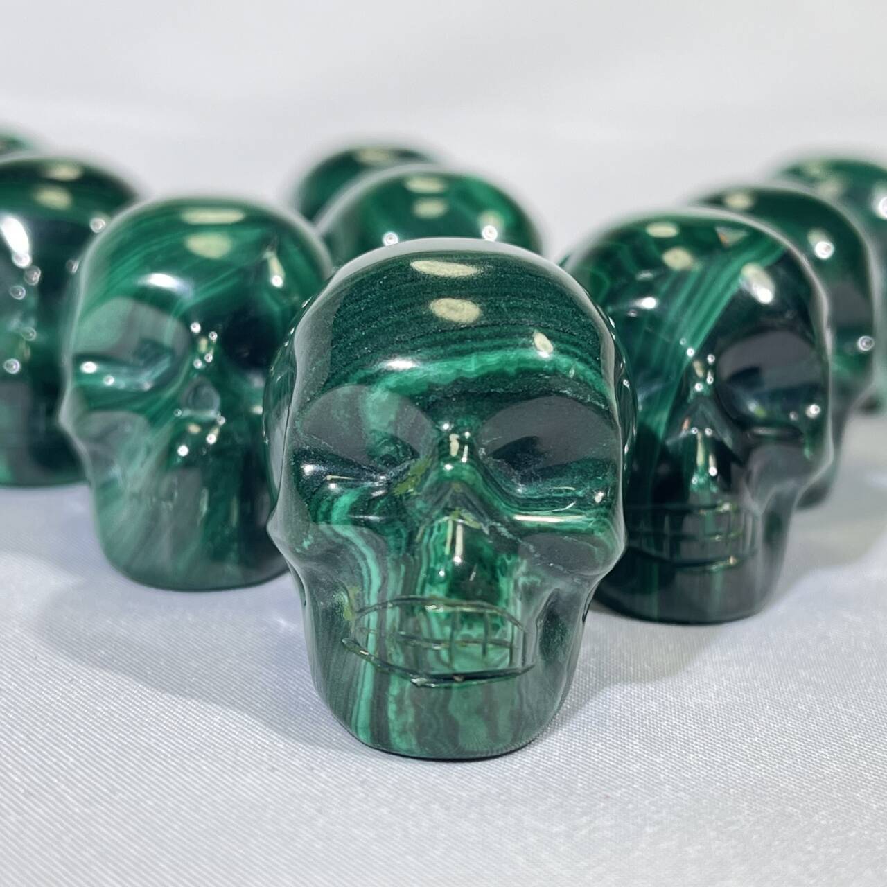 35mm Mini Malachite Skull Carving