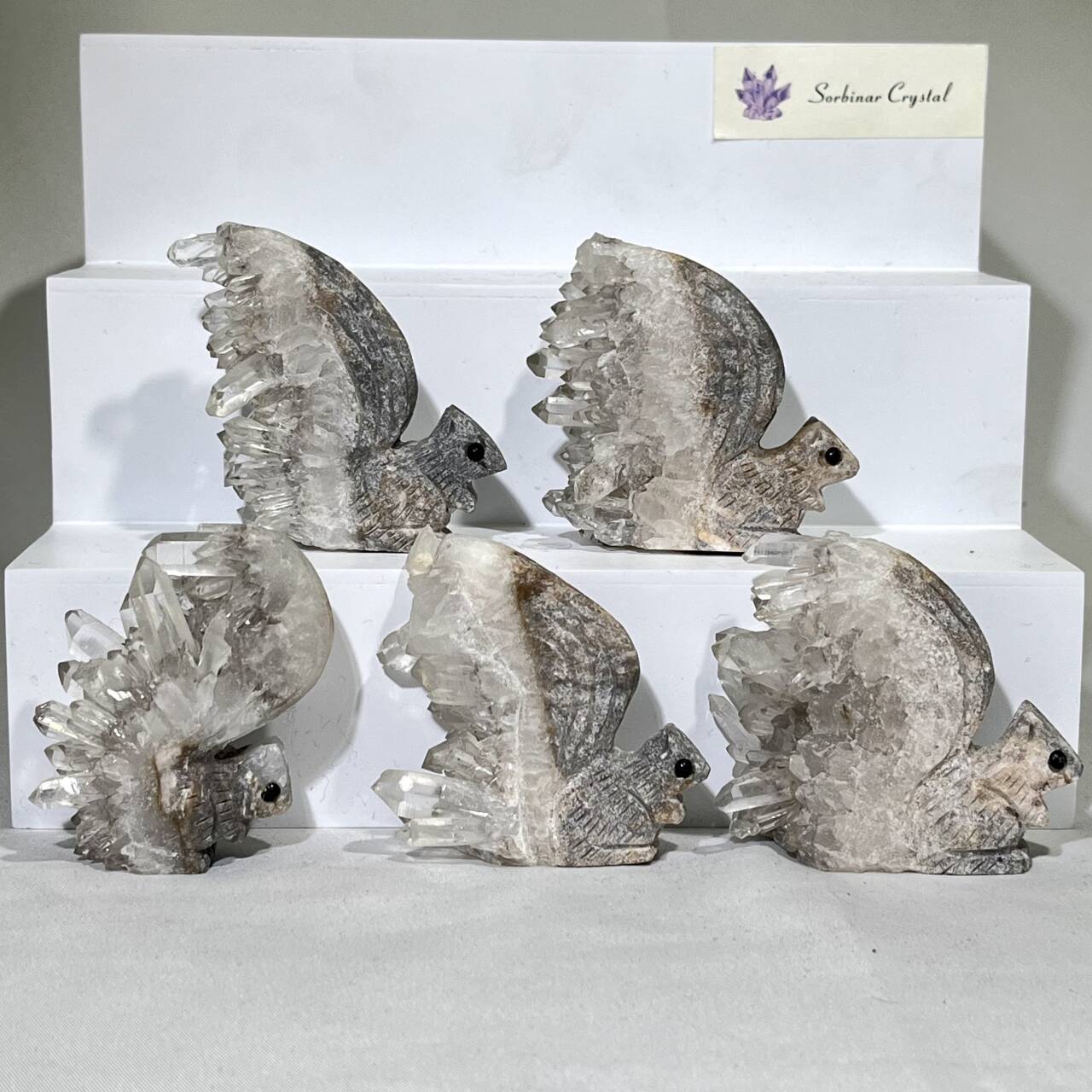 2’ Quartz Cluster Squirrel Carving