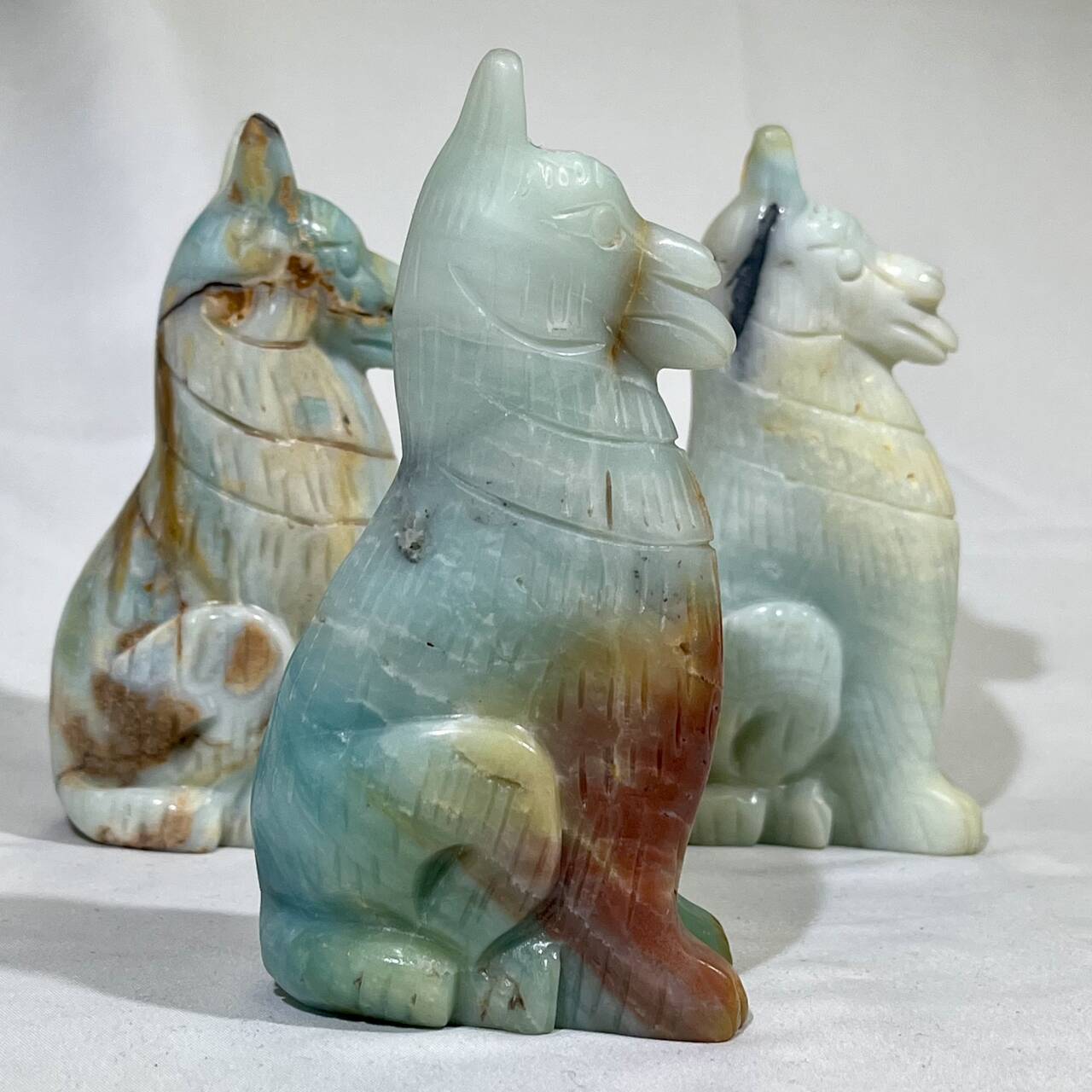 5' Sky  Blue Dog Carving Amazonite Dog Wholesale Crystal