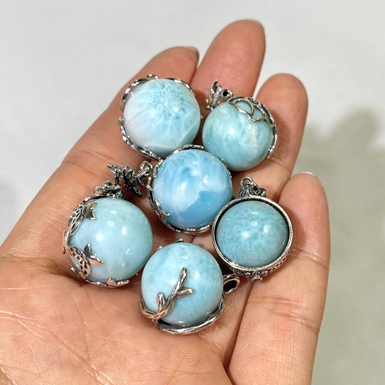 16-18mm Larimar Ball S925 Pendant