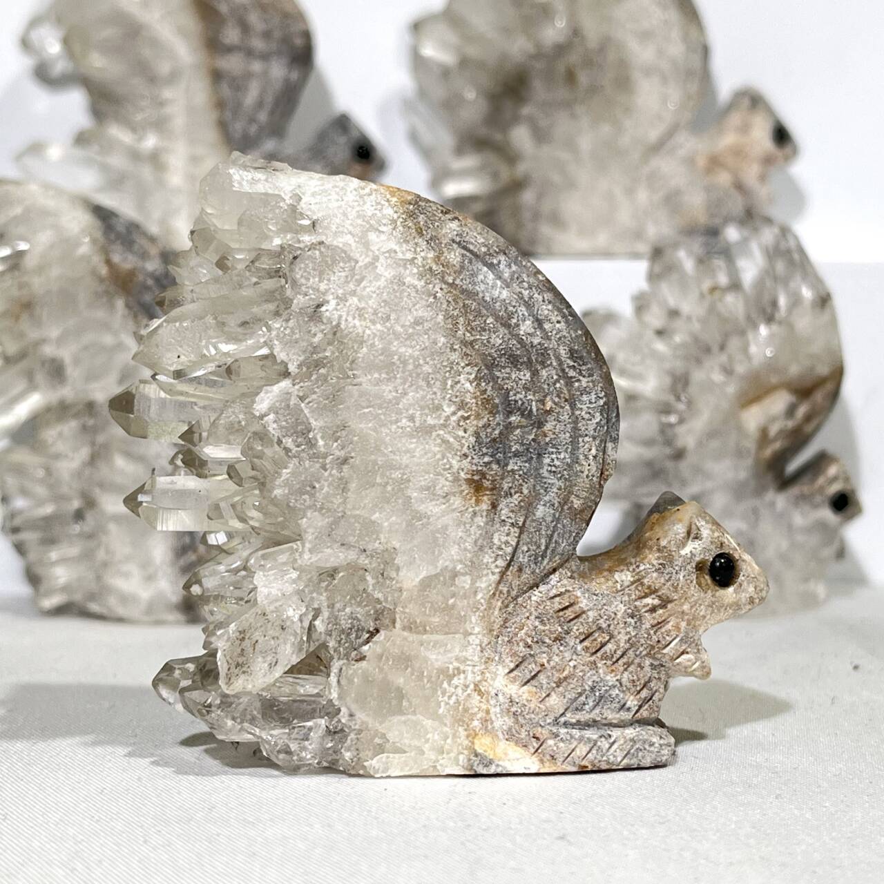 2’ Quartz Cluster Squirrel Carving