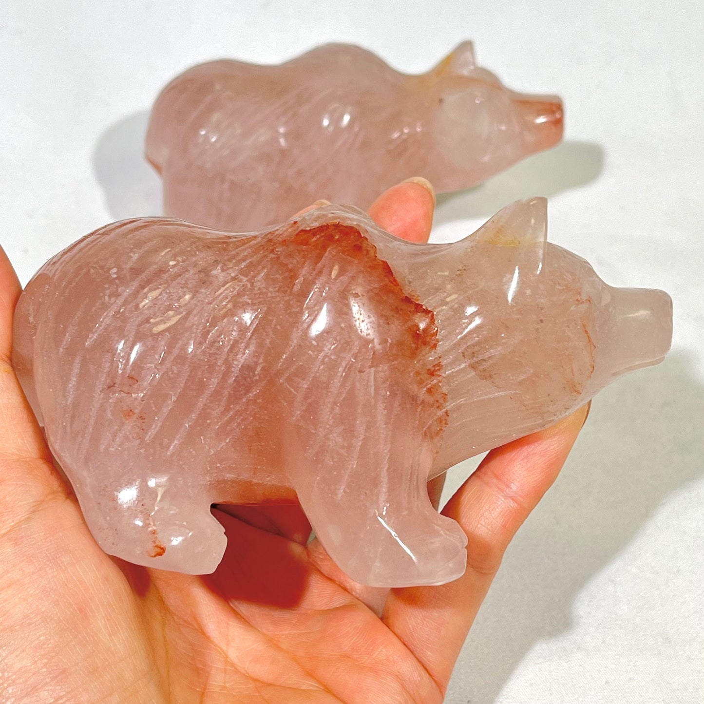 4.7'Fire Quartz Bear Carving