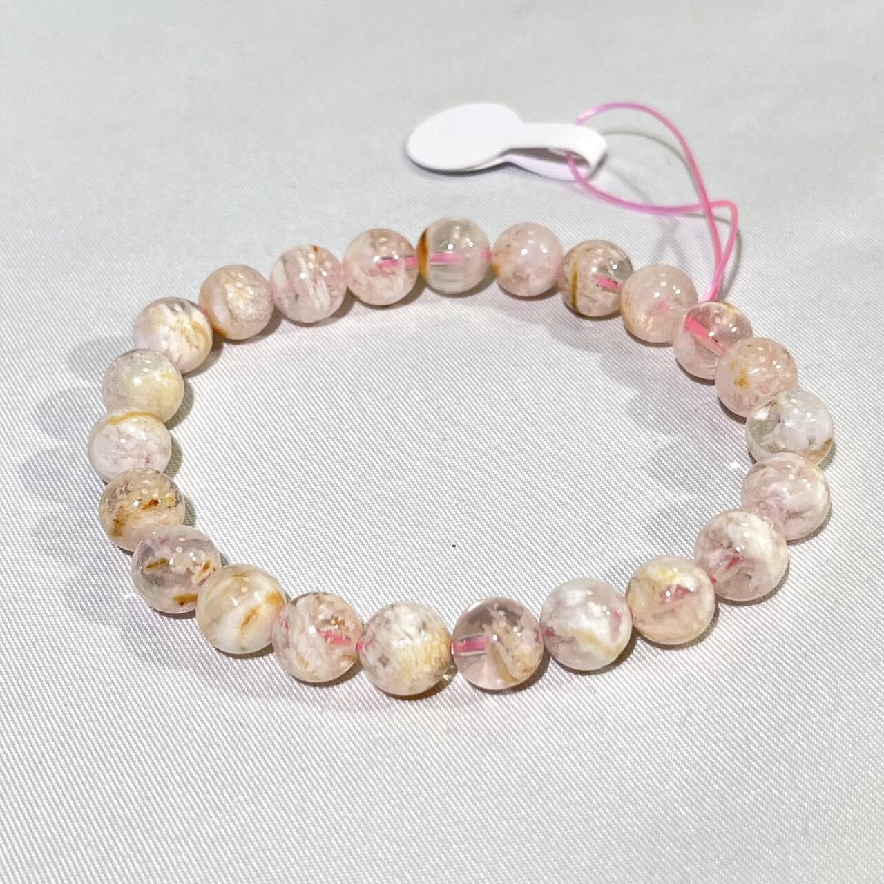 8-14mm  Pink Snowflake Garden Quartz Bracelet