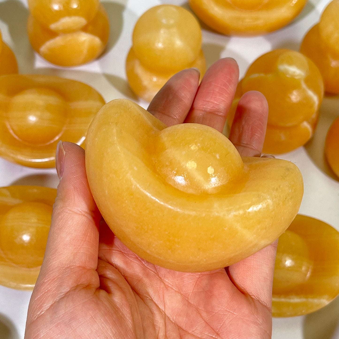 Orange Calcite Ingot and Gourd Carving