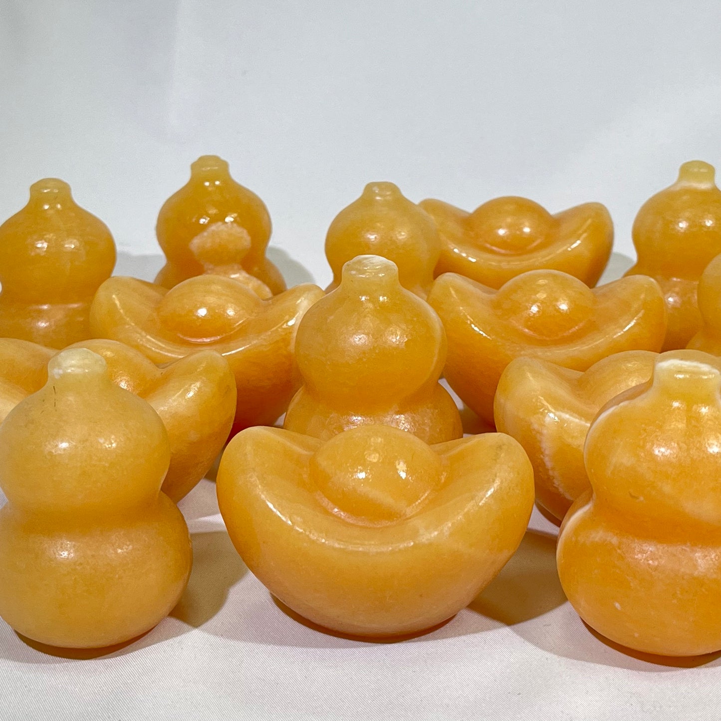 Orange Calcite Ingot and Gourd Carving