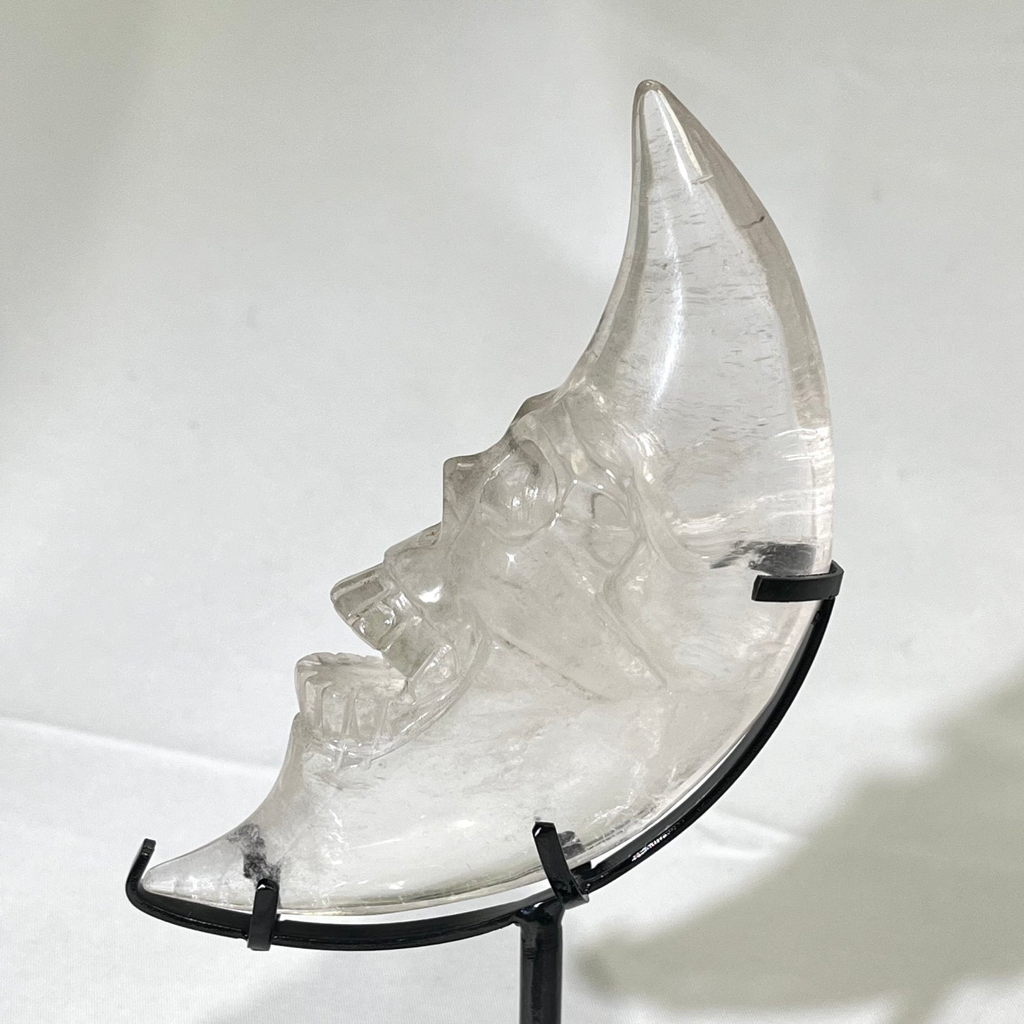 6.5' Clear Quartz Moon Carving With Stand