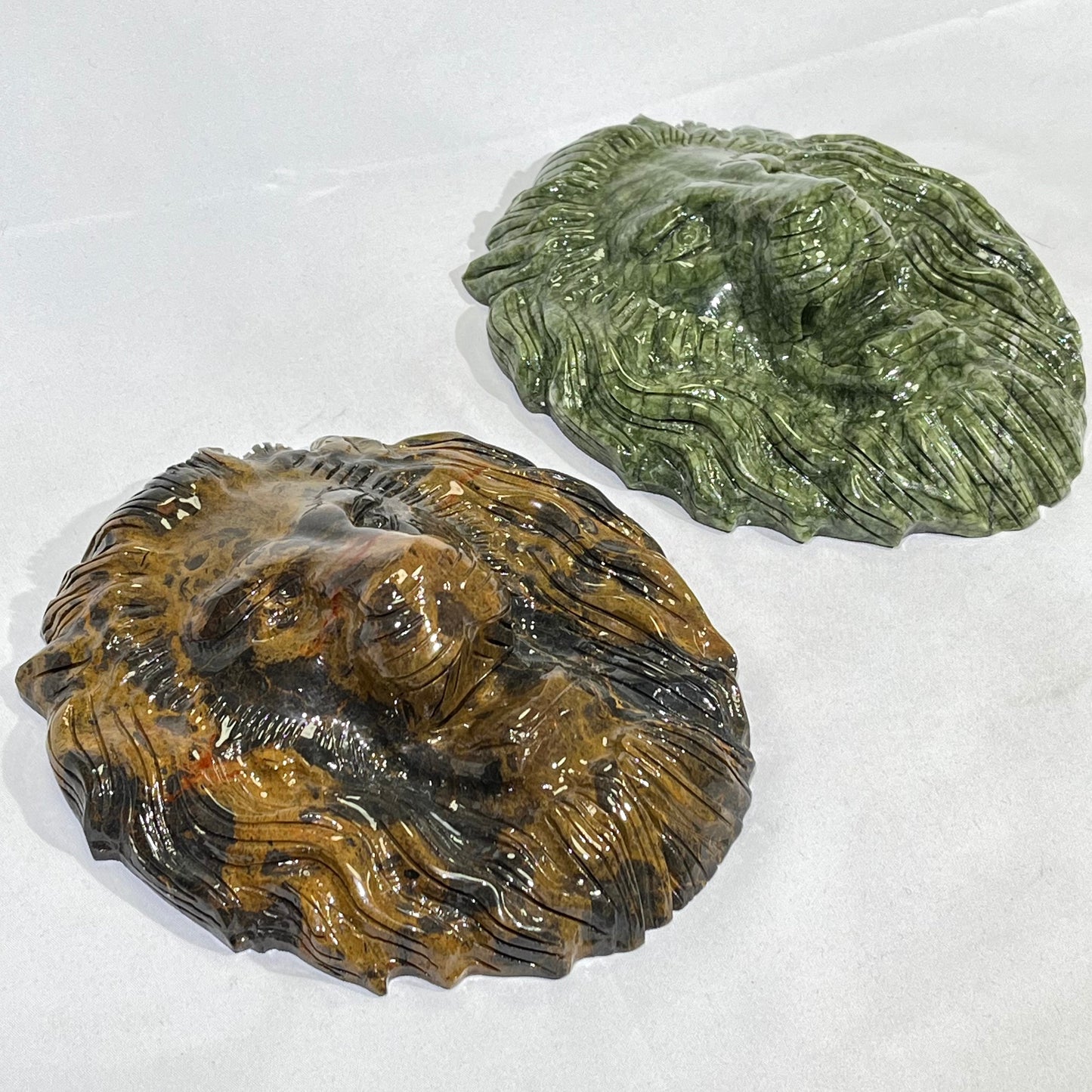 Lion Head Goldline and Jade Carving