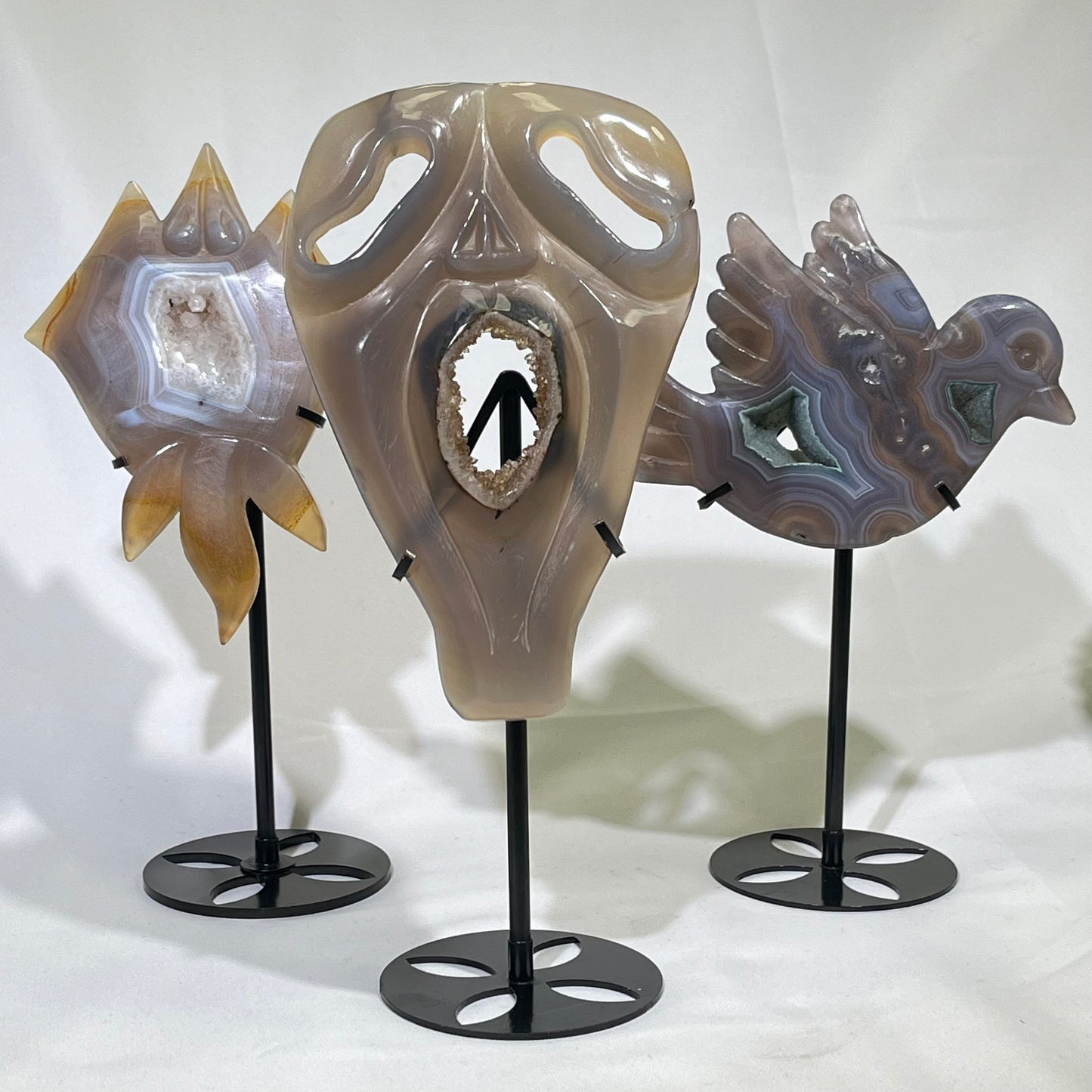 8-10‘ Druzy Agate with Stand,Agate stingray Carving