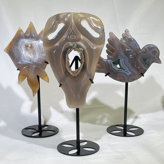 8-10‘ Druzy Agate with Stand,Agate stingray Carving