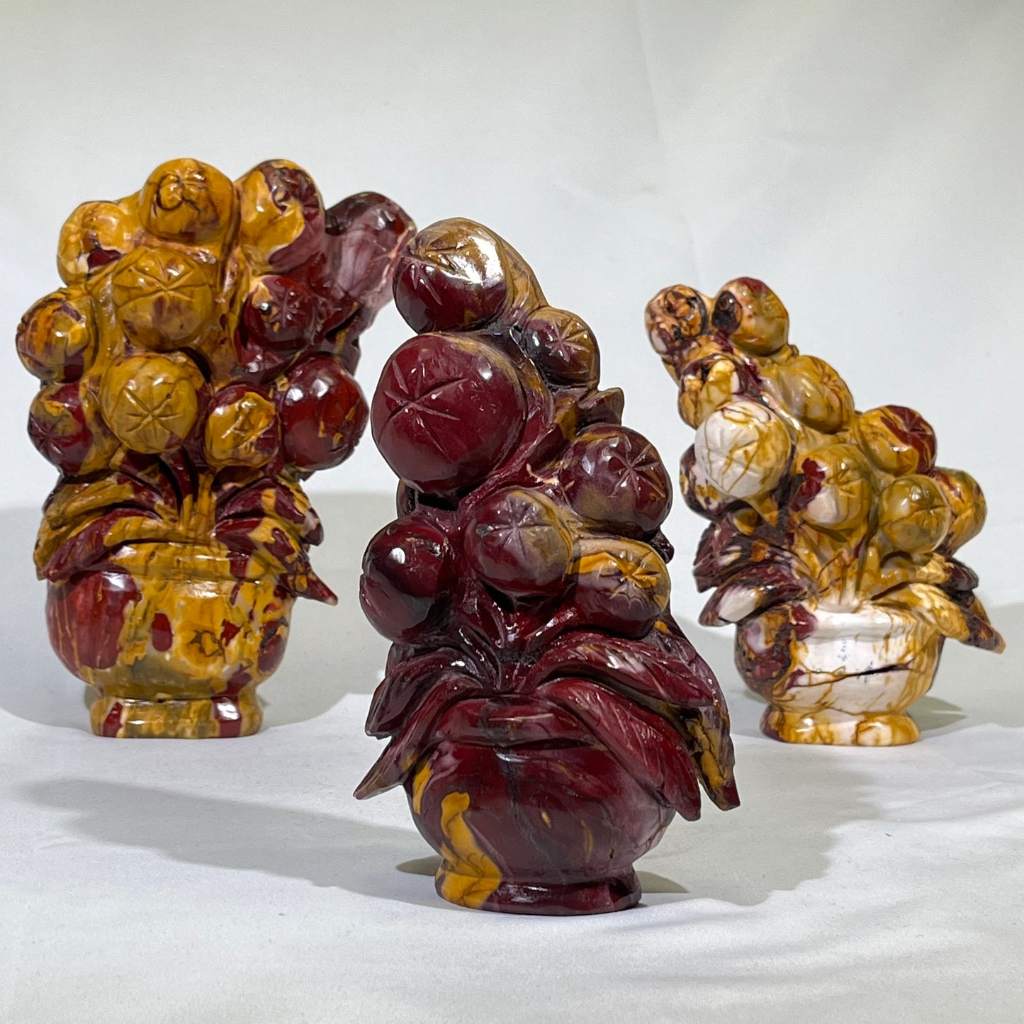 5'Mookaite Flower Basket Carving
