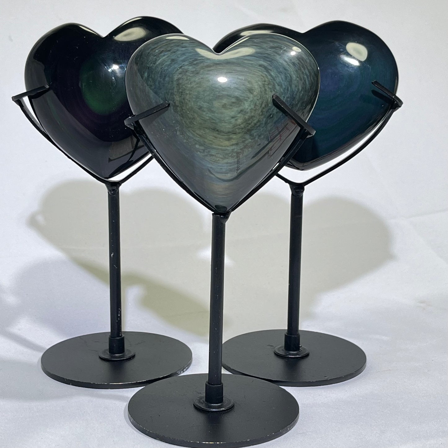6' Rainbow Obsidian Heart With Stand