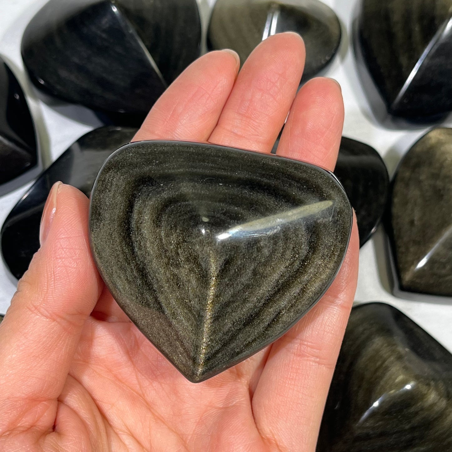 Gold Obsidian Heart Carving and Moon Carving Wholesale Crystal