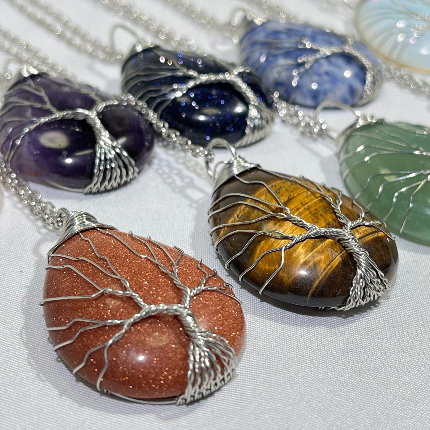 9 Types 1.9' Tear Drop Tree Of Life Necklace