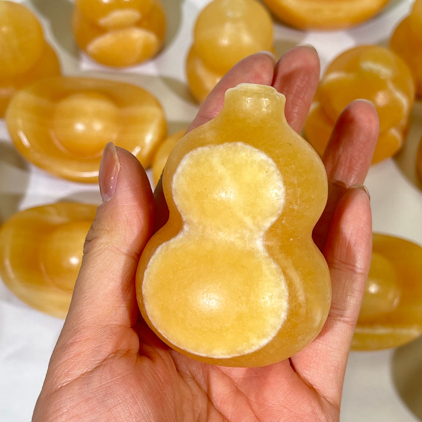 Orange Calcite Ingot and Gourd Carving