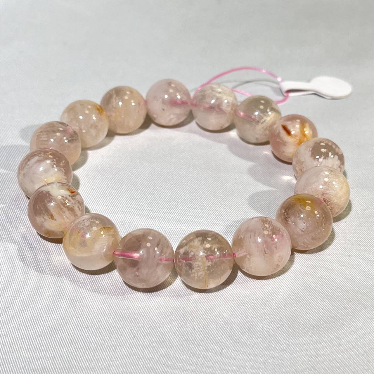 8-14mm  Pink Snowflake Garden Quartz Bracelet