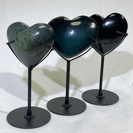 6' Rainbow Obsidian Heart With Stand