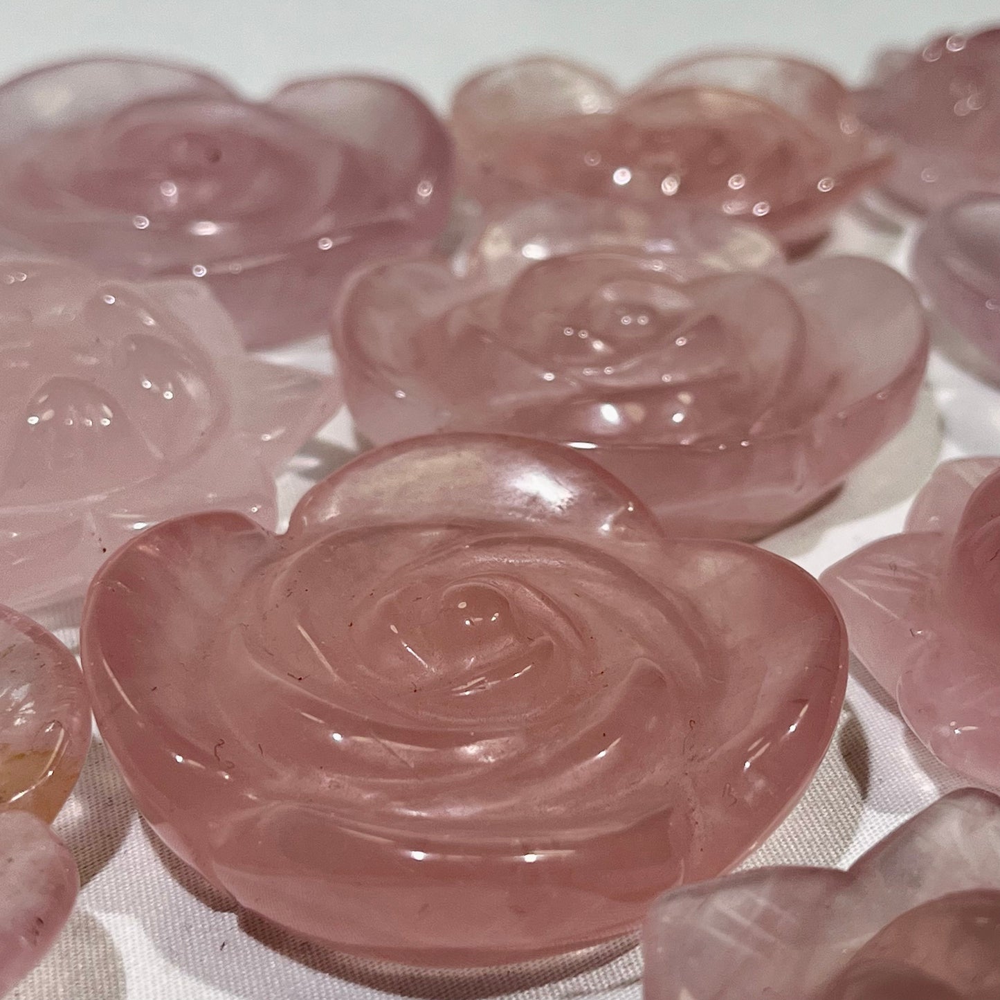 2' Rose Quartz Flower and Lotus Carving