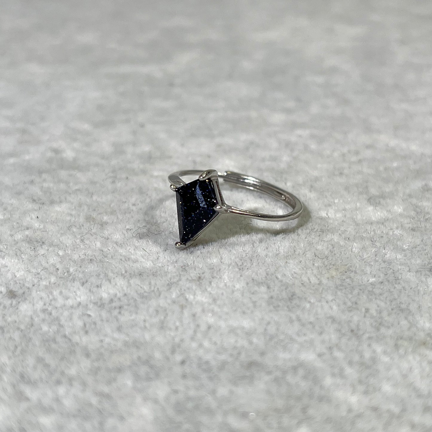 Silver Ring Blue Sand Stone and Garnetand Jade and Somky Quartz and Diopside