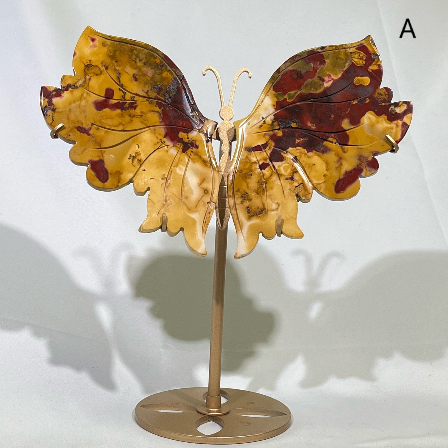 9.5' Agate&Mookaite Butterfly Wings With Stand,Butterfly Carving
