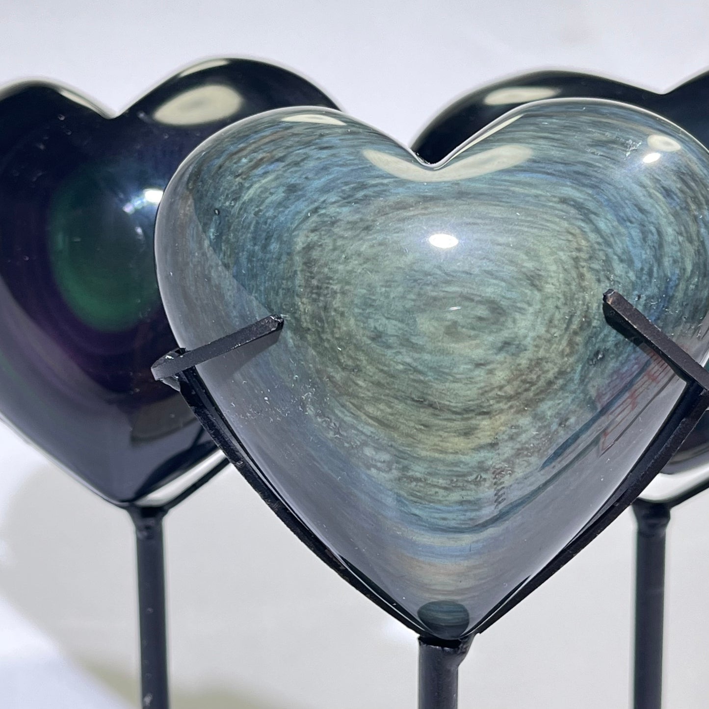 6' Rainbow Obsidian Heart With Stand