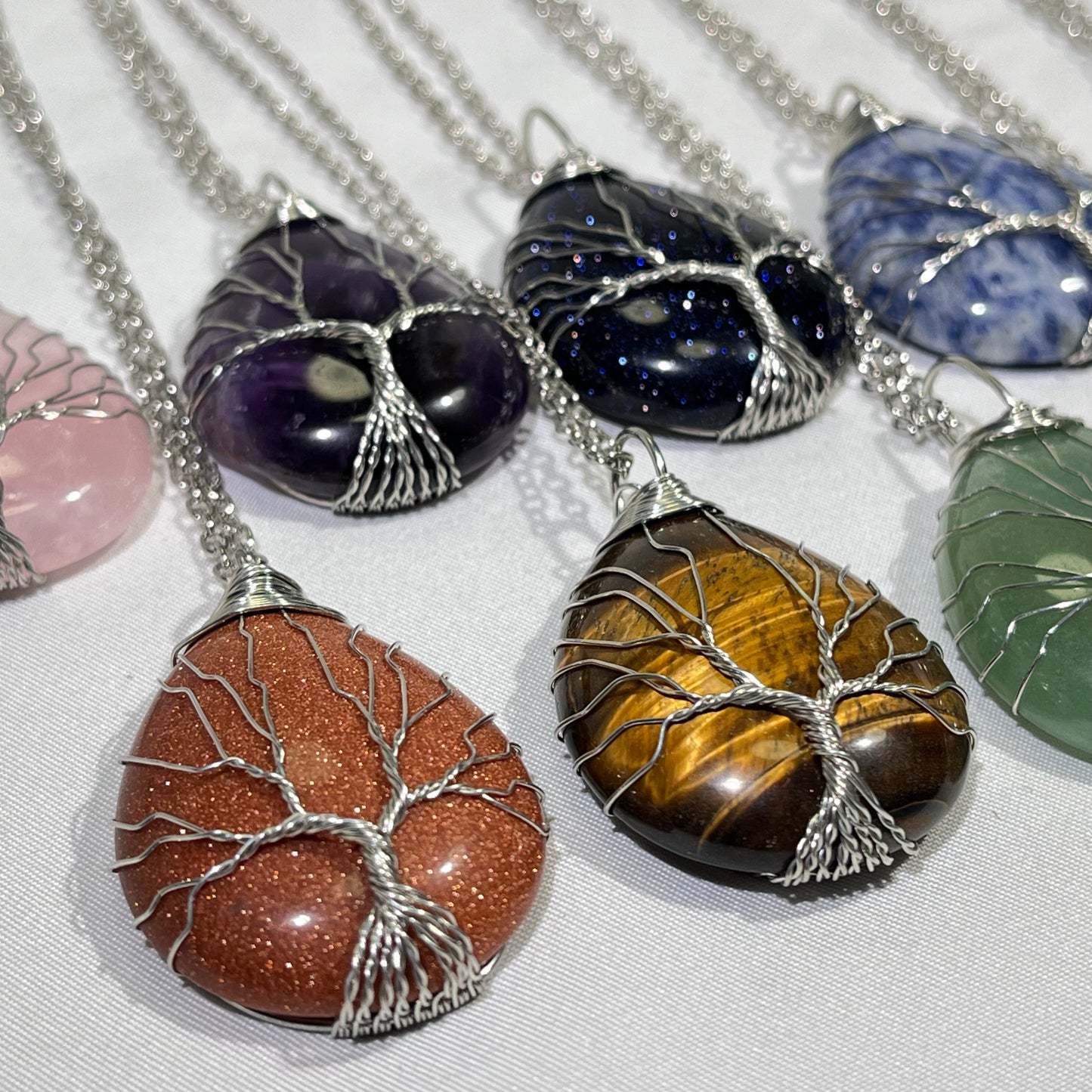 9 Types 1.9' Tear Drop Tree Of Life Necklace