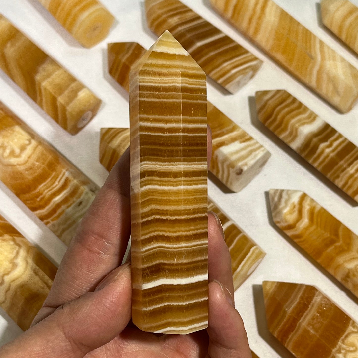 Orange Calcite Tower Wholesale Point