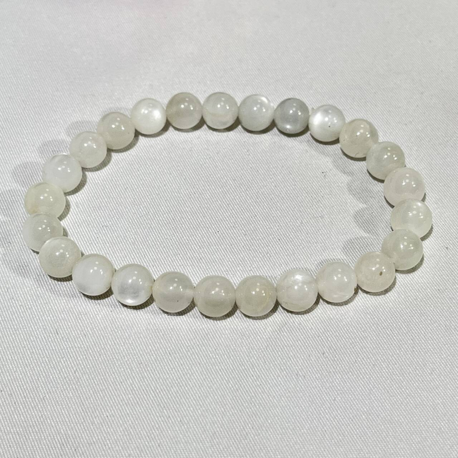 7mm White Moon Stone Bracelet
